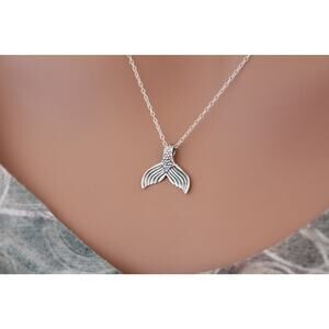 Sterling Silver Mermaid Tail Pendant Necklace, Mermaid Necklace
